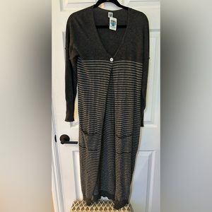 NWT Portolano Cashmere-blend Long Cardigan sweater. Gray Size L
